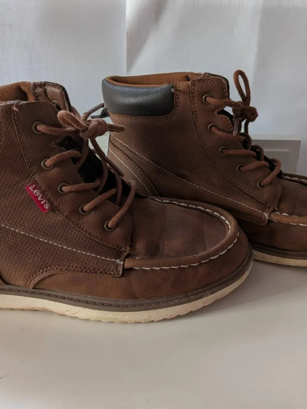 Levi's Brown Moc Toe Lace Up Boots Youth Big Kid Size 4